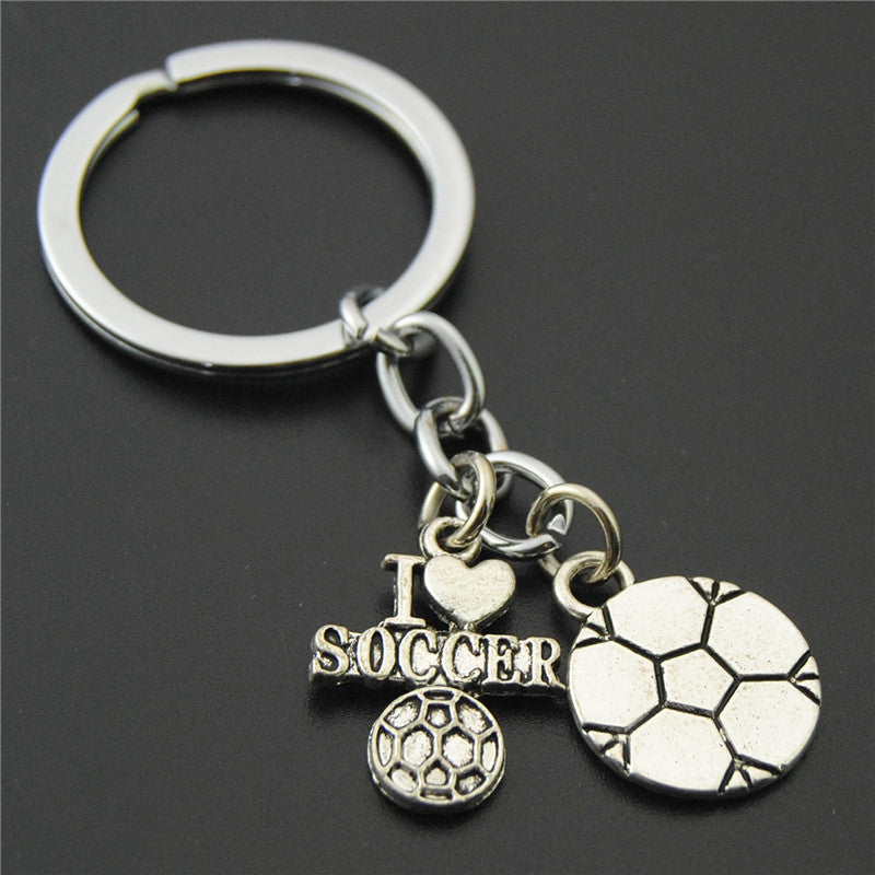 Wholesale Alloy Antique Silver Plated Football Keychain